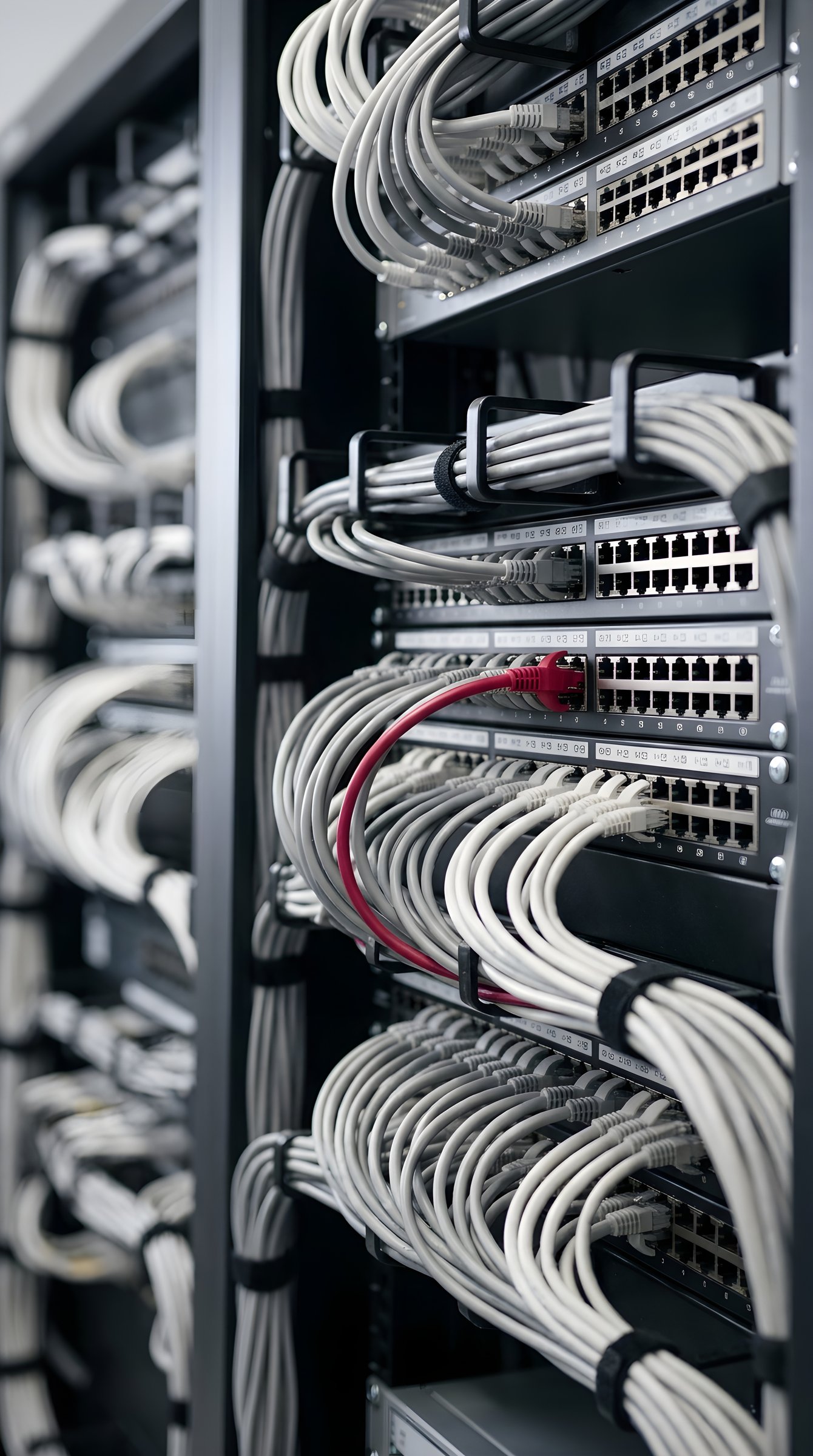 Structured cabling in a network rack